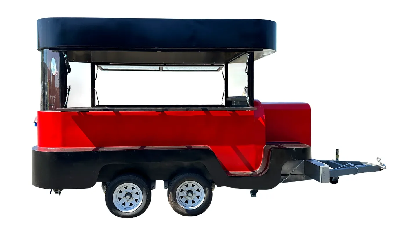 150″ Vendor Trailer Mobile Concession Food Vending Cart Red Truck Head Trailer