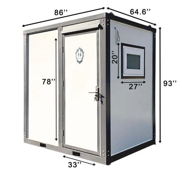 86″x64.6″x93″ Portable Toilet w/ Shower Curtain Restroom Bathroom Mobile Toilet