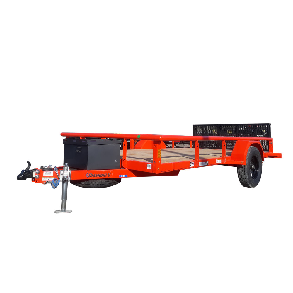 Diamond C PSA135 12 Foot Single Axle Utility Trailer, Orange